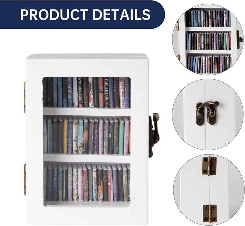 TABTAG Anxiety Bookshelf Mini Book Micro Display Stand a Miniature Library Equipped with 60 Mini - Books is an Ideal Decorative Gift for Book Enthusiasts (White) - Image 4